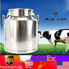 50L 13.25Gal Stainless Steel Milk Can Jug Pot Wine Pail Bucket Liquid Storage US picture