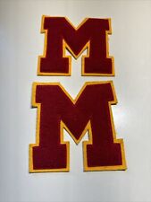 Large Vintage Letterman Varsity Patches Letter M  Yellow & Red basketball pin picture