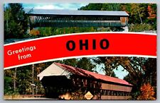 Postcard  Greetings from Ohio Two Covered Bridges     G 20 picture