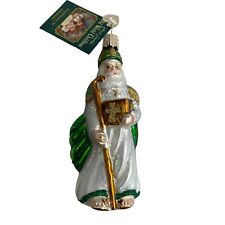 Old World Christmas St Patrick Ornament 2003 Glass Irish Green Saint With Tag 5