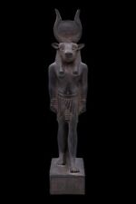 UNIQUE ANCIENT EGYPTIAN ANTIQUE Hathor with Cow Face Statue Heavy Stone picture