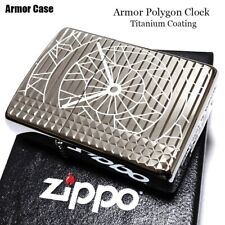 Zippo Oil Lighter Armor Polygon Clock Silver Titanium Coating Rare Japan New picture