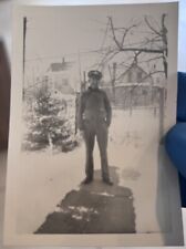 c1950s Korean? Soldier Standing In Snow War Time Snapshot Snap Photo Vtg Vintage picture