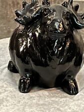 RAM moose BLACK SMALL FAT SQUAT figurine EVERGREEN HOME AND GARDEN COPYRIGHT picture