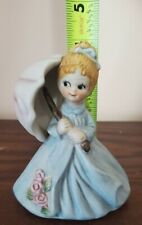Vintage FBIA Porcelain  Girl In Blue Dress With Umbrella Figurine picture
