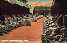 Jones Mill Aluminum Plant Hot Spring County Arkansas Linen Unused Postcard 1940s picture