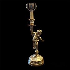 Antique Heavy Brass Deco Cherub Table Lamp-21” Tall  Gorgeous No Shade picture