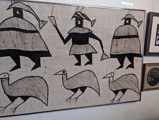 Vintage African mud cloth Senufo Korhogo Tapestry frm Ivory Coast Animals framed picture