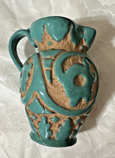 Vintage Sgraffito Style - Italian Pitcher - Pleasant Valley Pottery - Turquoise  picture