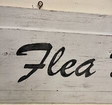 44” Wood Hanging Sign Flea Market-Apple Orchard Distressed Farmhouse 2-Sided Vtg picture