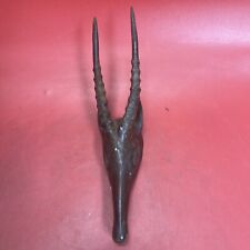 Vintage Mid century African Hand Carved Wood Gazelle/Antelope Wall Art picture