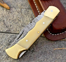 SHARD™ CUSTOM HAND FORGED DAMASCUS STEEL CAMPING FOLDING POCKET KNIFE W/Sheath picture