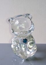 Vintage Fenton Clear Quartz Crystal Glass Birthday Bear. Has tag and Felton mark picture