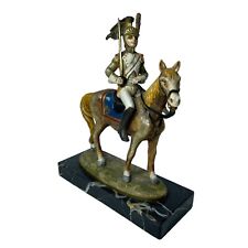 Vintage Depose Italy 426 French Soldier on Horse Figurine on Carrara Marble picture