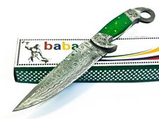 BABA CUTLERY RARE CUSTOM  ART DAMASCUS BOWIE KNIFE HUNTING KNIFE RESIN HANDLE picture