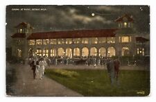 Casino At Night Belle Isle Detroit Michigan Divided Back Postcard Unposted picture