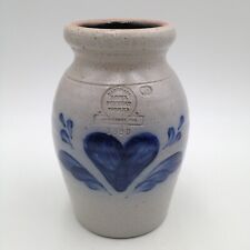 Rowe Pottery Salt Glazed Canister Jar Vase Heart Design 6 Inch 1990 RPW picture