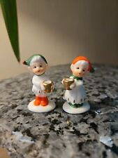 Vintage Napco Christmas Miniature Elf Candle Holders Bone China 2