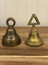 Set Of Two Vintage Brass Bells with Handles 2” picture