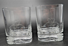 2 Crown Royal 2000 Embossed Heavy Square Glass Bar Lowball Rocks Tumblers picture