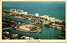 Postcard Miami Aerial View St Francis Hospital Florida North Beach Vtg Hotels FL picture