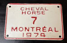 Vintage 1974 Montreal Horse Cheval Small White/Red License Plate #7 picture
