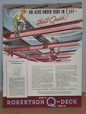 1942 Robertson Q-Floors Fortune WW2 Print Ad Q4 Quick Roof Construction Beams picture