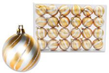 Queens of Christmas 4 in. Ball Ornament Silver Sprial Design Gold - Pack of 24 picture