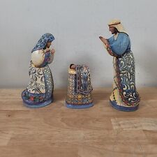 2007 Jim Shore 'A Saviour Is Born' Blue Holy Family Figurines Nativity 4007984 picture