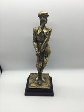 15” vintage woman golfer traditional brass country 1920s figurine gold bronze picture