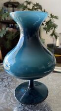 MCM Empoli 3 Shades of Blue 10” Cased Pedestal Hour Glass Vase picture