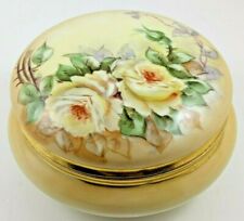 AK France Antique Hand Painted Porcelain Covered Vanity Jar Signed picture