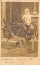 RPPC Boy on Burro Donkey Real Photo c1910s Vintage Postcard picture