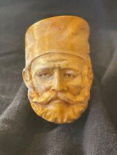 Meerschaum Pipe, Antique, likely block & amber stem. Bearded Man w/tasseled Fez picture