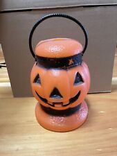 Vintage 1960s Bayshore Blow Mold Pumpkin Jack-O-Lantern Flashlight Halloween JOL picture