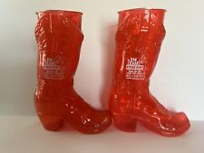 2 Red Plastic Boot Shaped Drinking Mugs picture