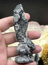 Natural Amazing Ammonite Fossil Carved Thinking angels  & Gift picture