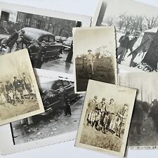 Vintage B&W Sepia Snapshot Photograph Lot Collection of 7 Hunters Hunting Deer picture
