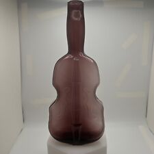 Vintage RARE Plum Purple Violin Cello Glass Bottle Bud Vase Hand Made 7.5 In picture