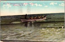 Atlantic City NJ-New Jersey Government Life Savers' Boat in Action Old Postcard picture