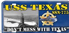 NAVY USS TEXAS SSN-775 DON'T MESS WITH TEXAS LICENSE PLATE MADE IN USA picture