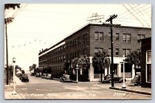 RPPC Postcard FL Fort FT Pierce Street View & Ft Pierce Hotel c1940s AE28 picture