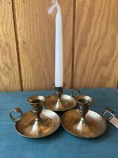 Vintage Brass Candlestick Holders Set Of 3 picture