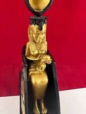 Classical Egyptian Golden Goddess Iset Isis Ra Nursing Horus Baby Figurine picture