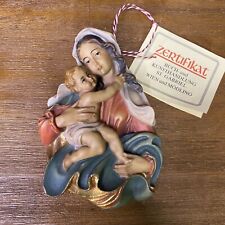 Vintage Wood Wall Plaque Mary And Baby Jesus Madonna Child Made In Italy 5 Inch picture