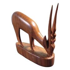VINTAGE mid-century handmade hand carved wood gazelle antelope ibis 5