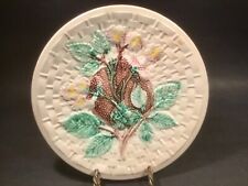 Antique Majolica Berries, Flowers with Leaves on Basketweave Plate picture