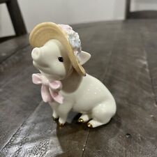 Lenox Porcelain Pig Figurine Sadie's Sunday Best Bonnet and Bow 24K Gold Accent picture