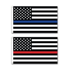 2 Pack Police Thin Blue Line and Thin Red Line Flag  3x5 Foot with Grommets  picture