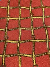 Vintage Equestrian Designer Fabric Upholstery Brick Red Gold Diamond Horse Bit picture